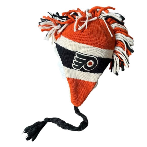 Philadelphia Flyers Mohawk Beanie Toque Hat Trapper Knit Old Time Hockey NHL - Picture 1 of 4